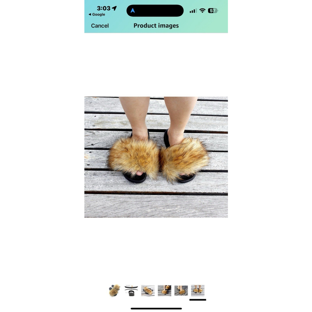 Women's Size 10-11 Faux Fur Slides Black Furry Sandals NEW - Picture 7 of 9